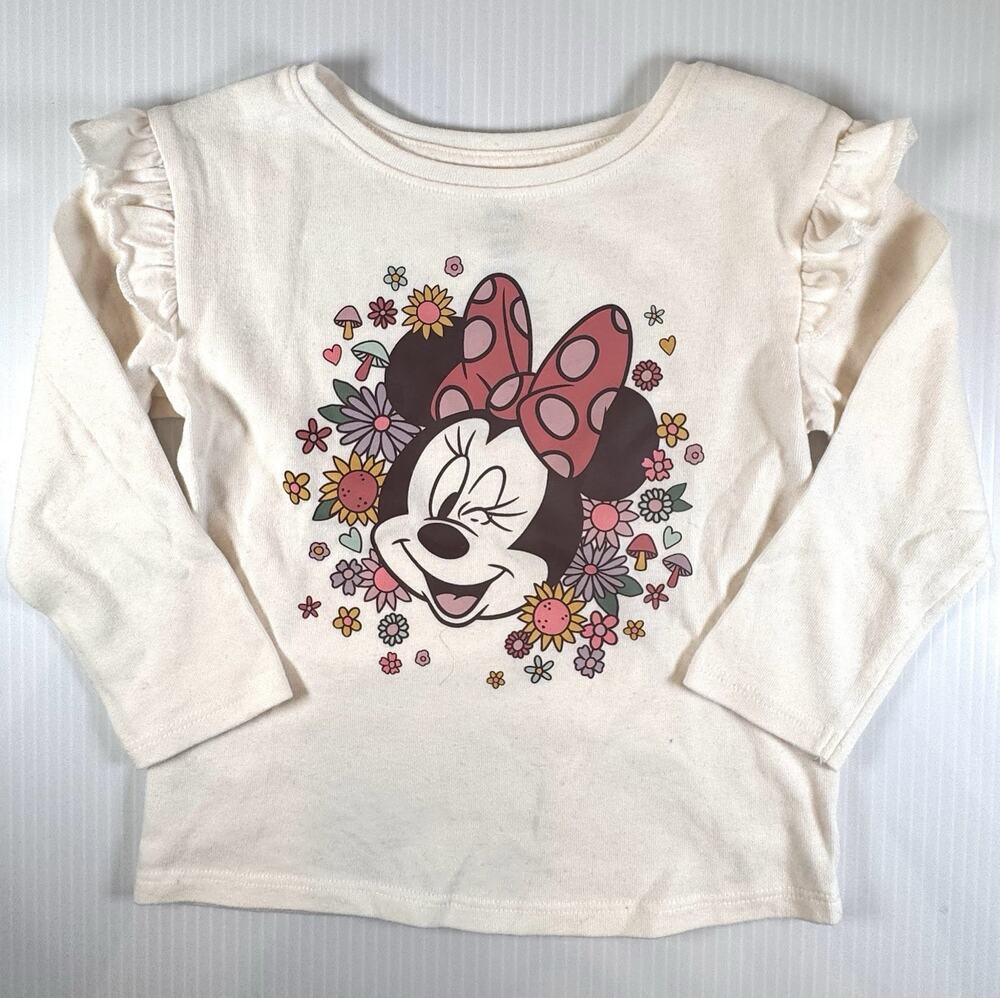 Disney Minnie Mouse Baby Girls 18M Floral Long Sleeve Ruffle Shirt Jumping Beans